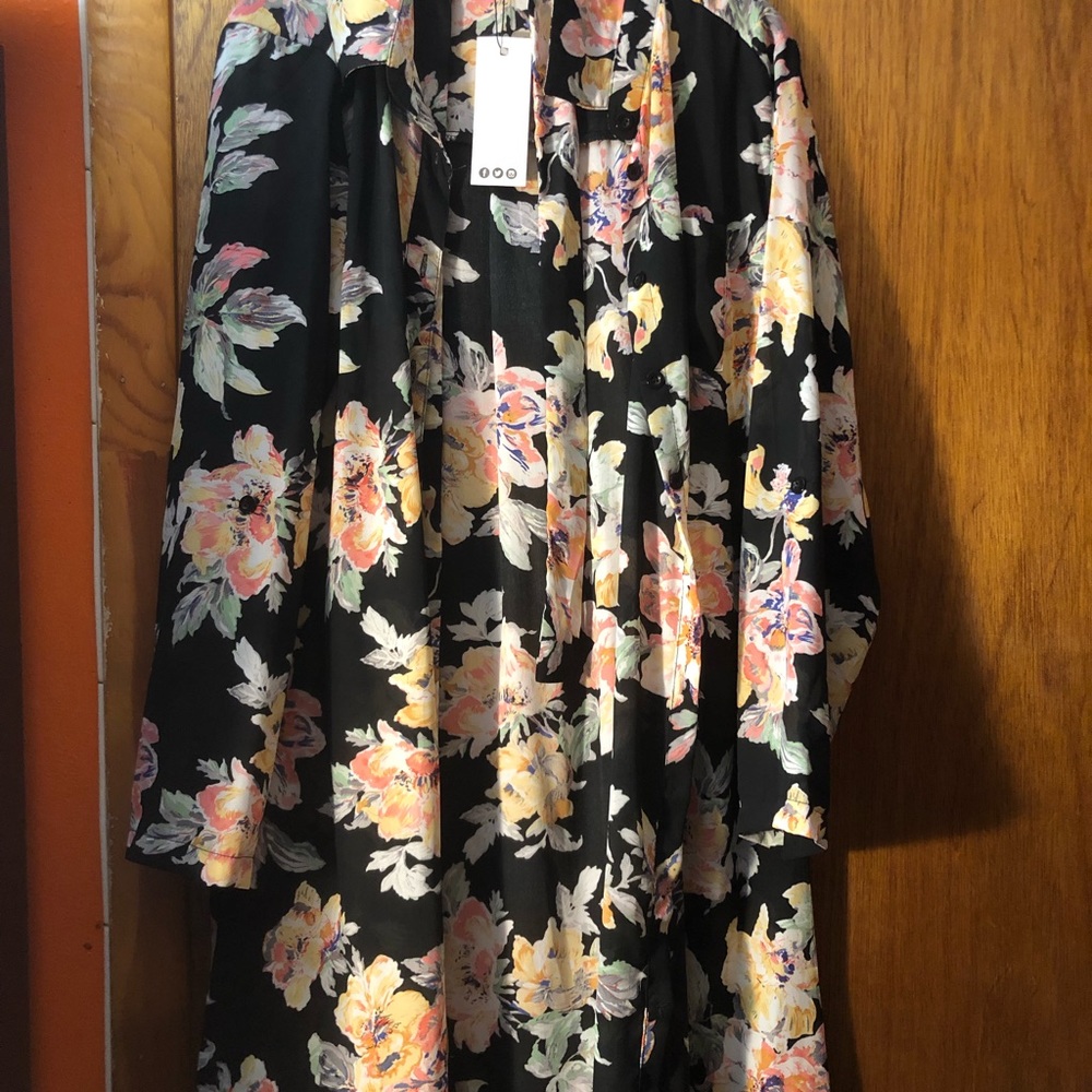 Floral button down dress with belt
